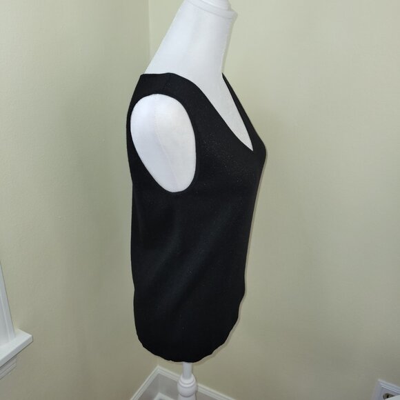 NWT Talbots Shimmer V-Neck Sweater Vest Black Lightweight W/Sparkle Women's SZ S - Picture 8 of 13
